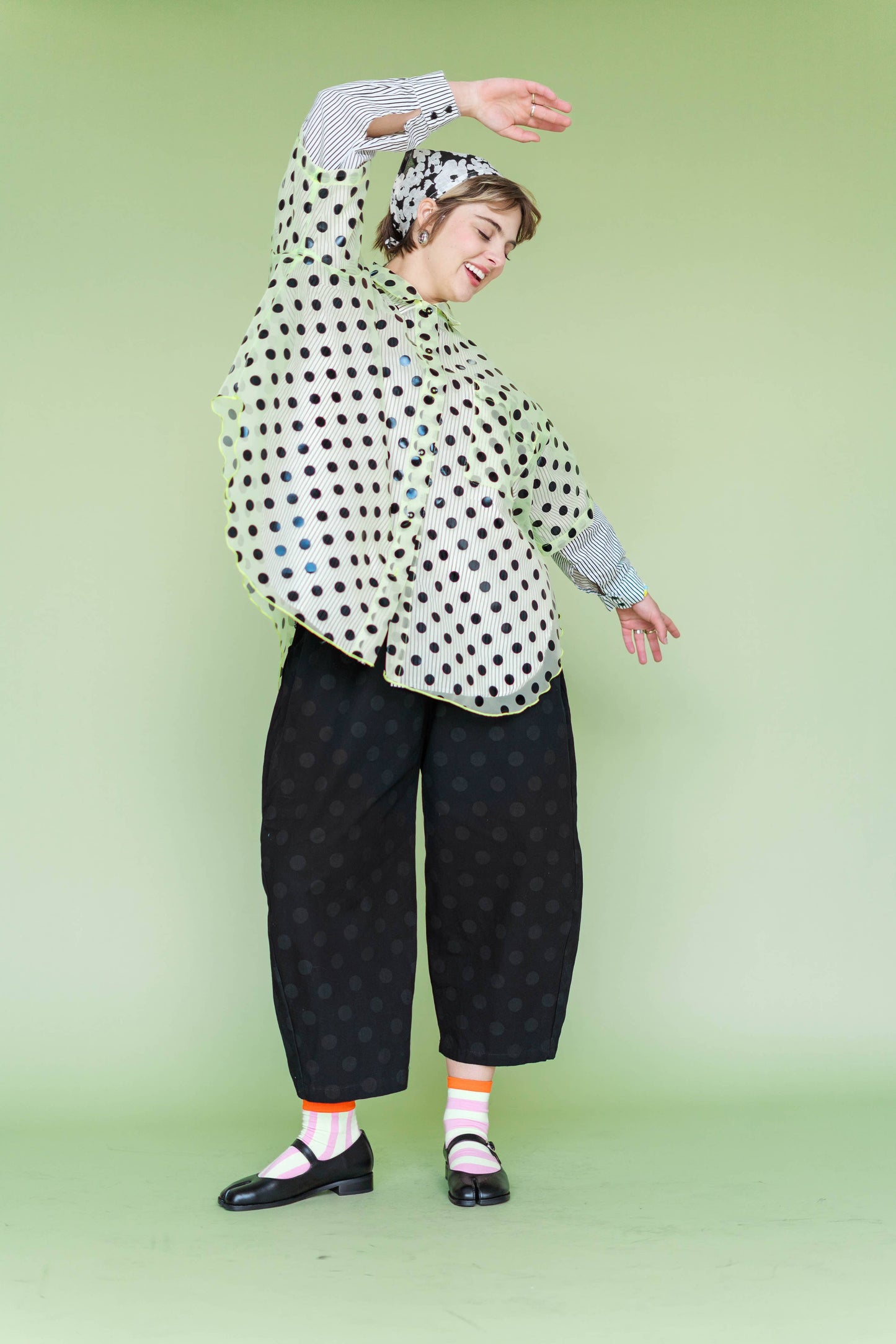 Women’s Balloon Pants - Black Polka Dot Denim