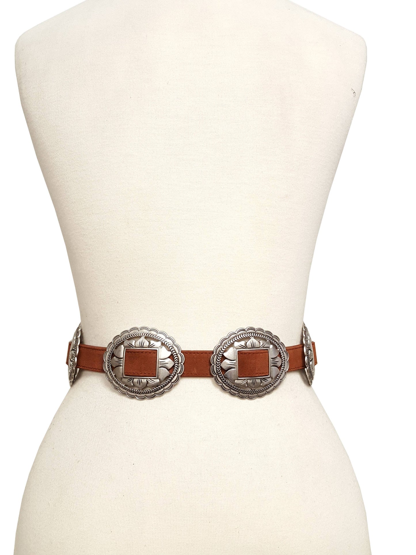 Fully Packed Floral buckle/ Concho Belt in Suede Leather