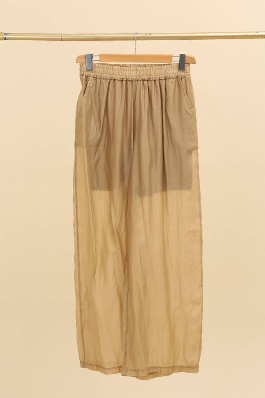 WIDE-LEG FLUID PANTS IN RAYON AND SILK
