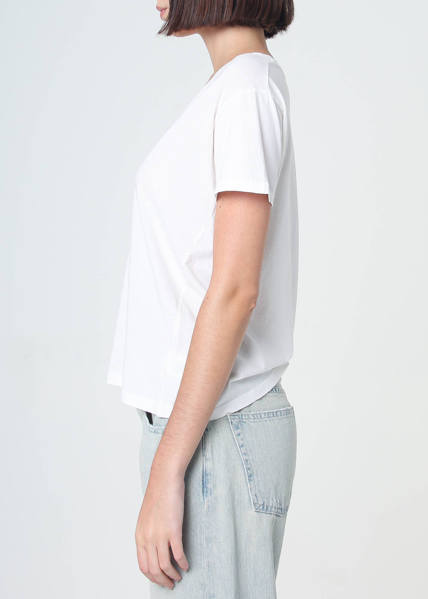 Supima Cotton Plunge V Neck Tee - Vintage White