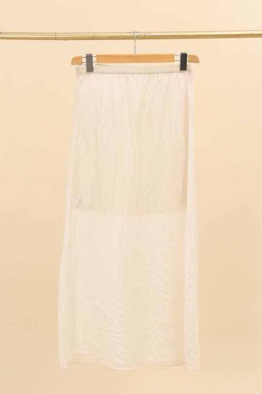 LONG FLUID SKIRT WITH ELASTIC WAIST IN RAYON AND SILK