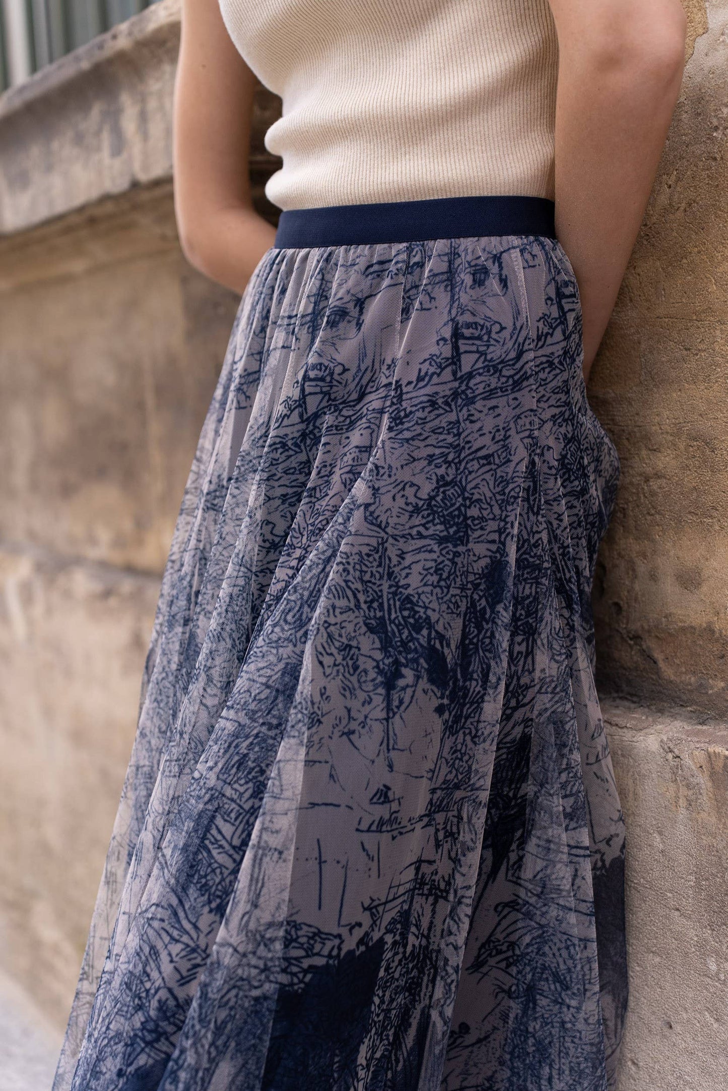 Amber skirt in toile de Jouy printed tulle - CK08202-1