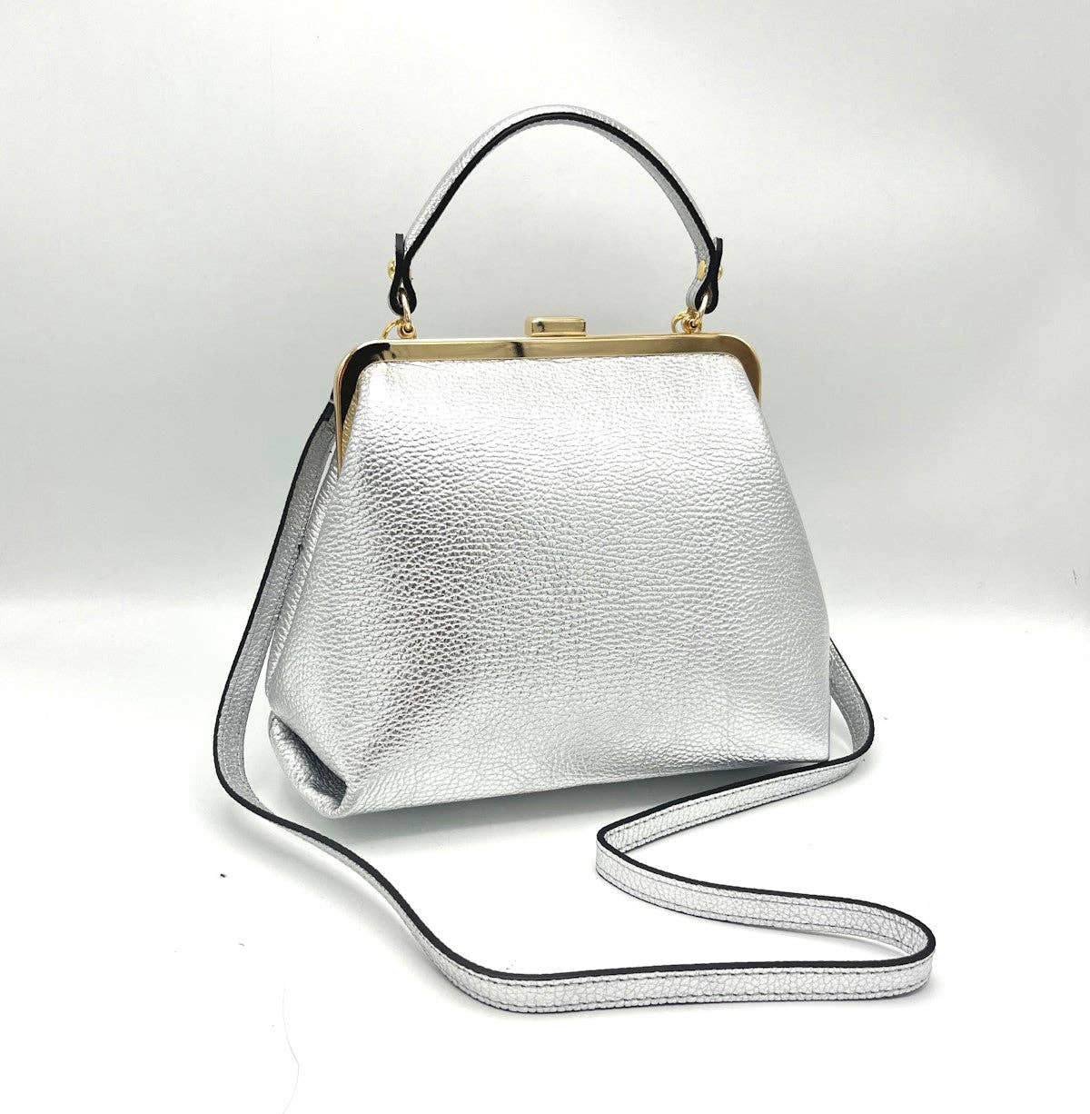 Genuine leather top handle bag, Made in Italy, art.