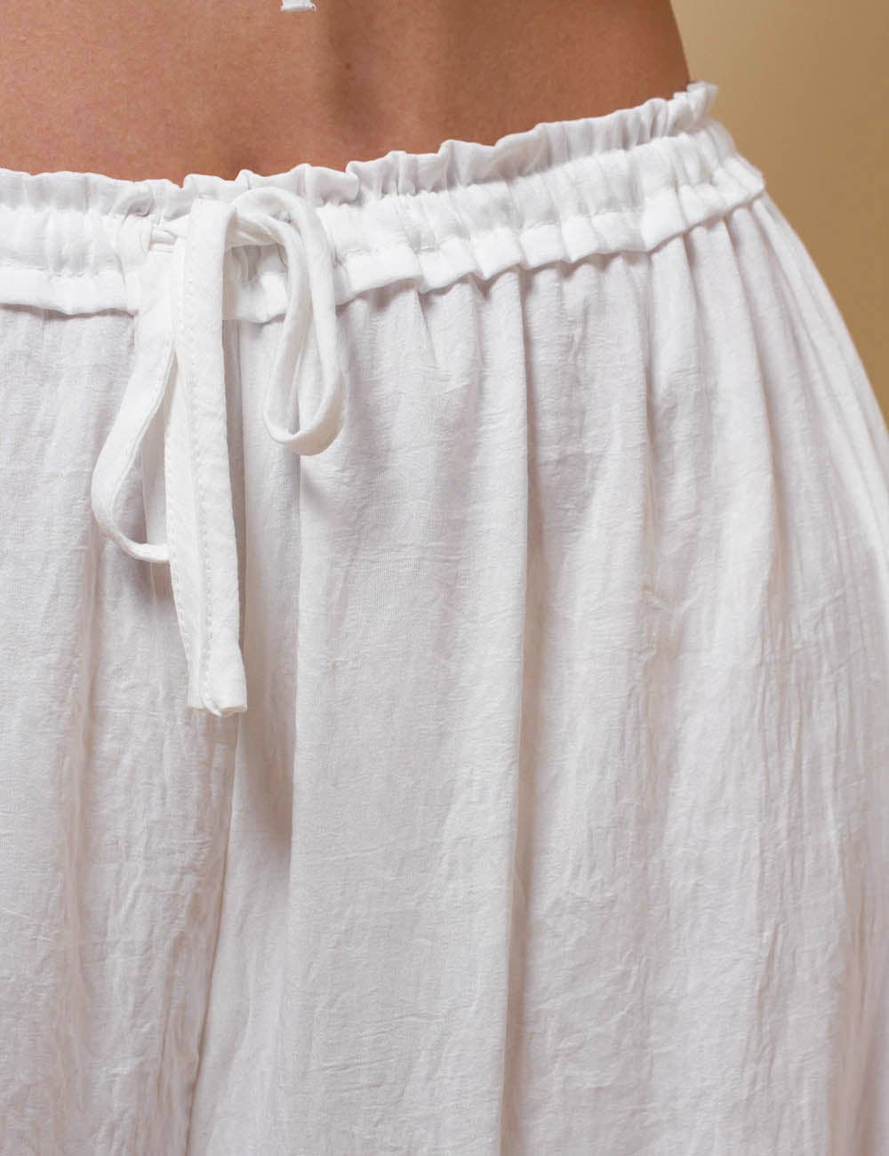 Ladies Elastic Waist Lace String Tie Lantern Pants