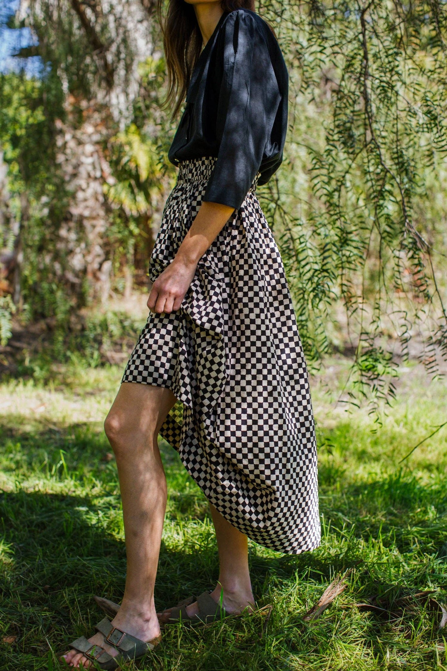 Block printed black skirt
