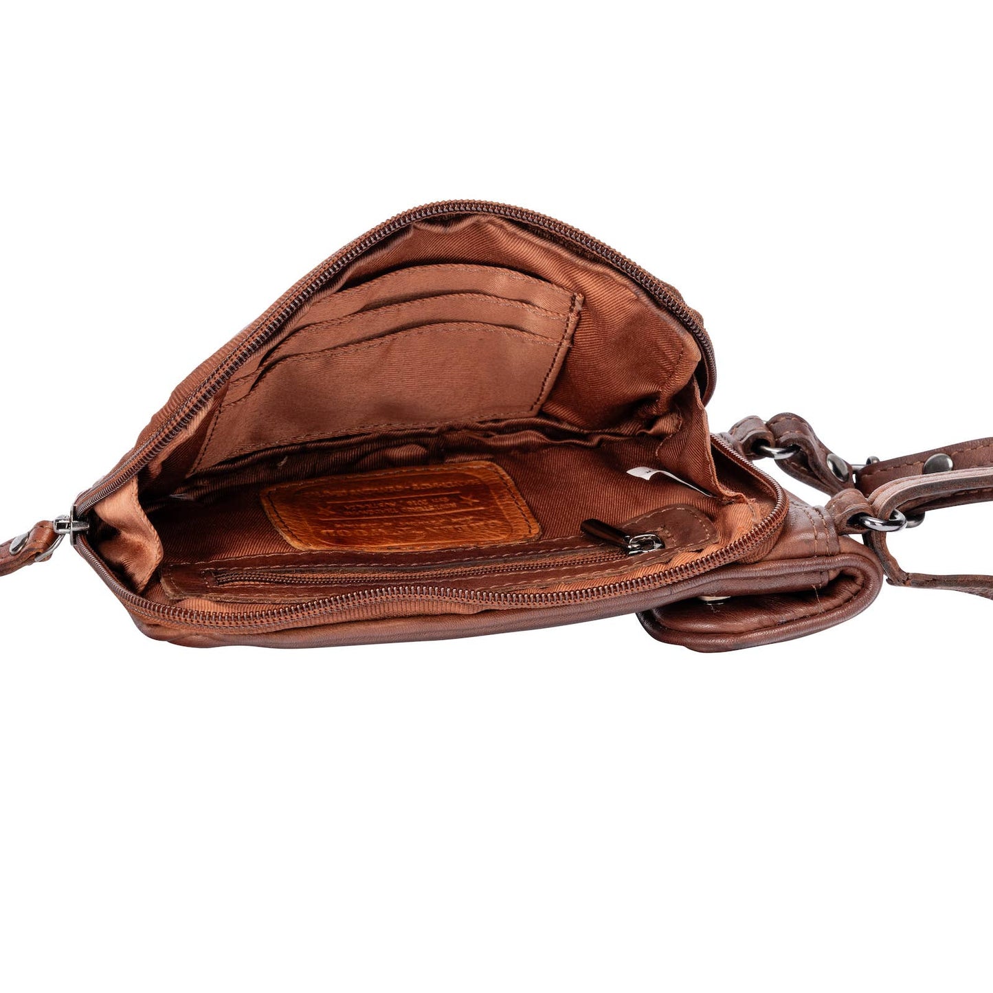 Leather Elk Phone-Shoulder Bag Brown for Women