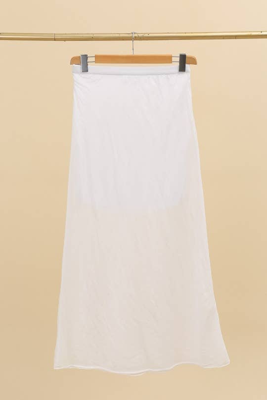 LONG FLUID SKIRT WITH ELASTIC WAIST IN RAYON AND SILK