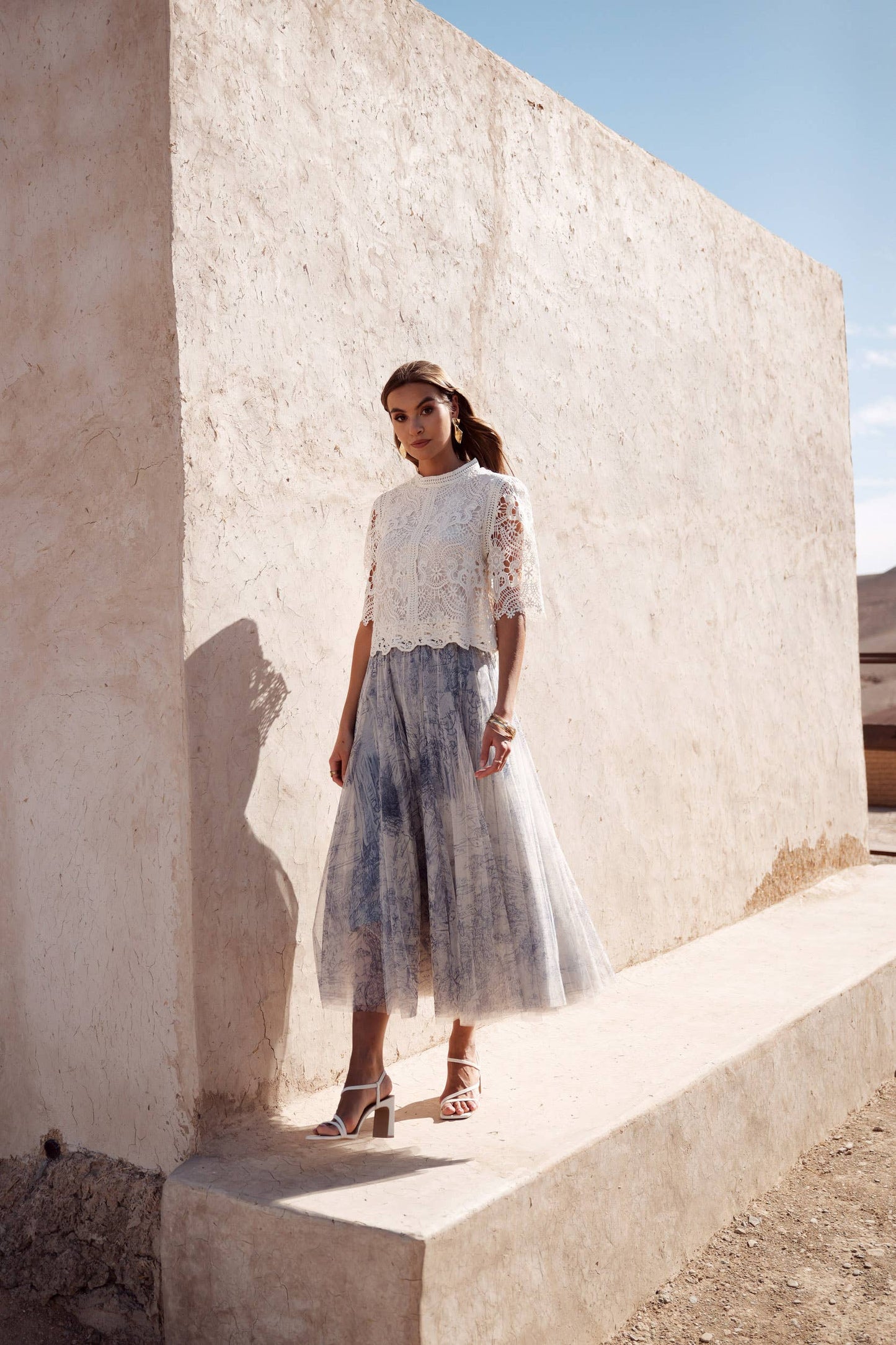 Amber skirt in toile de Jouy printed tulle - CK08202-1