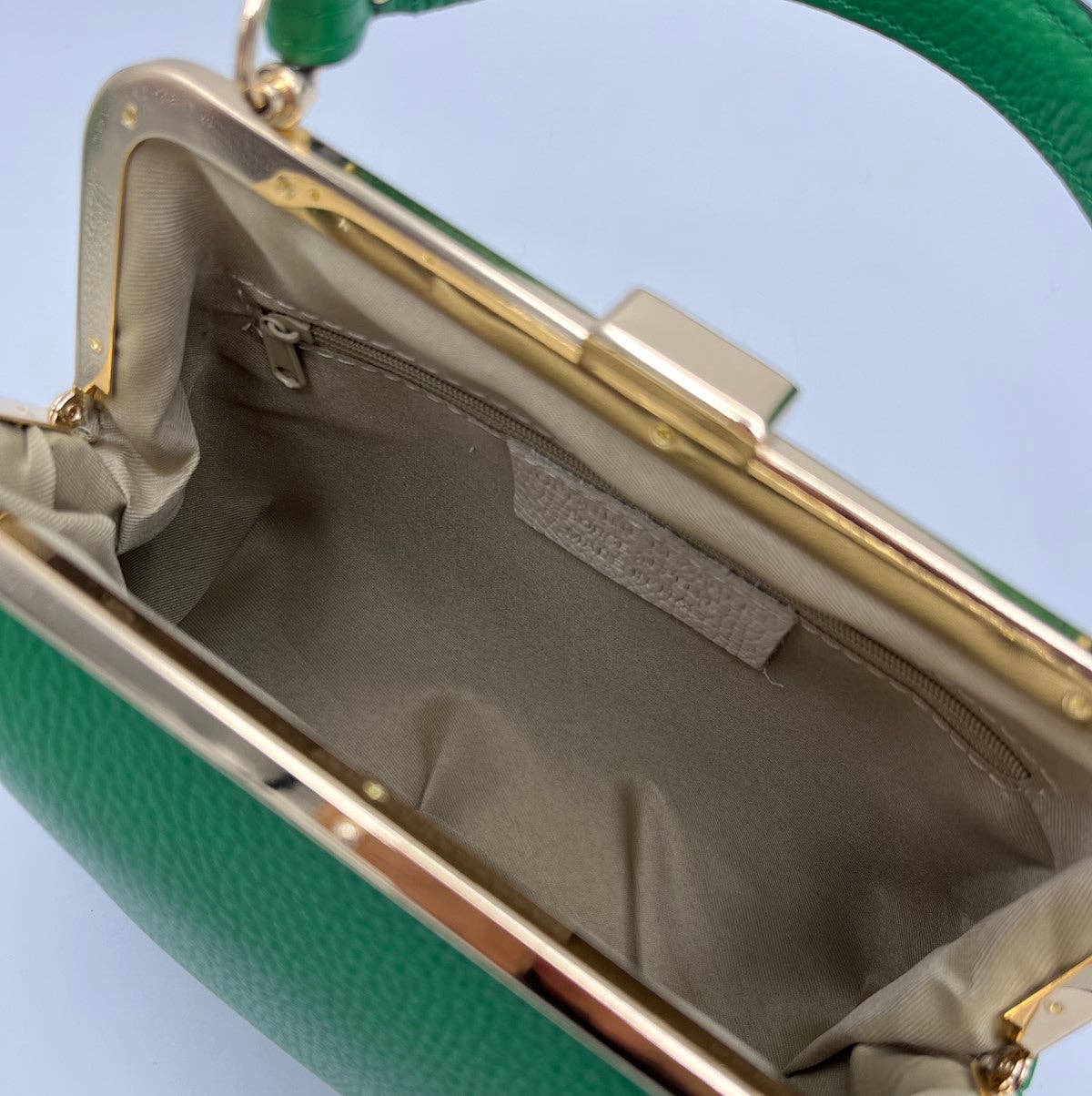 Genuine leather top handle bag, Made in Italy, art.