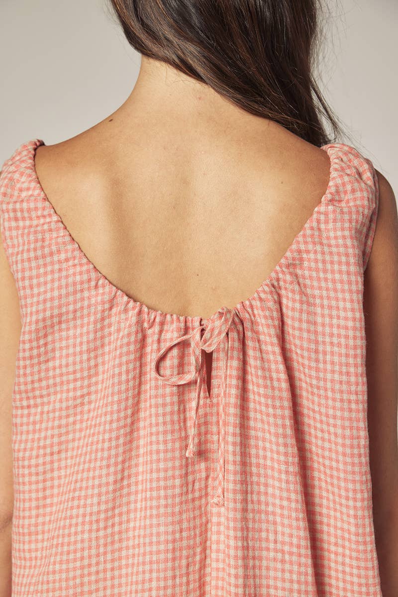 Gingham linen dress