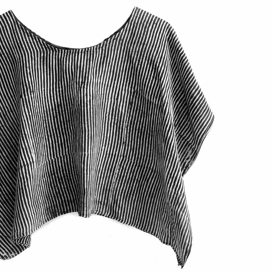 Black & White Women's Crop Top - Stripes Block Print