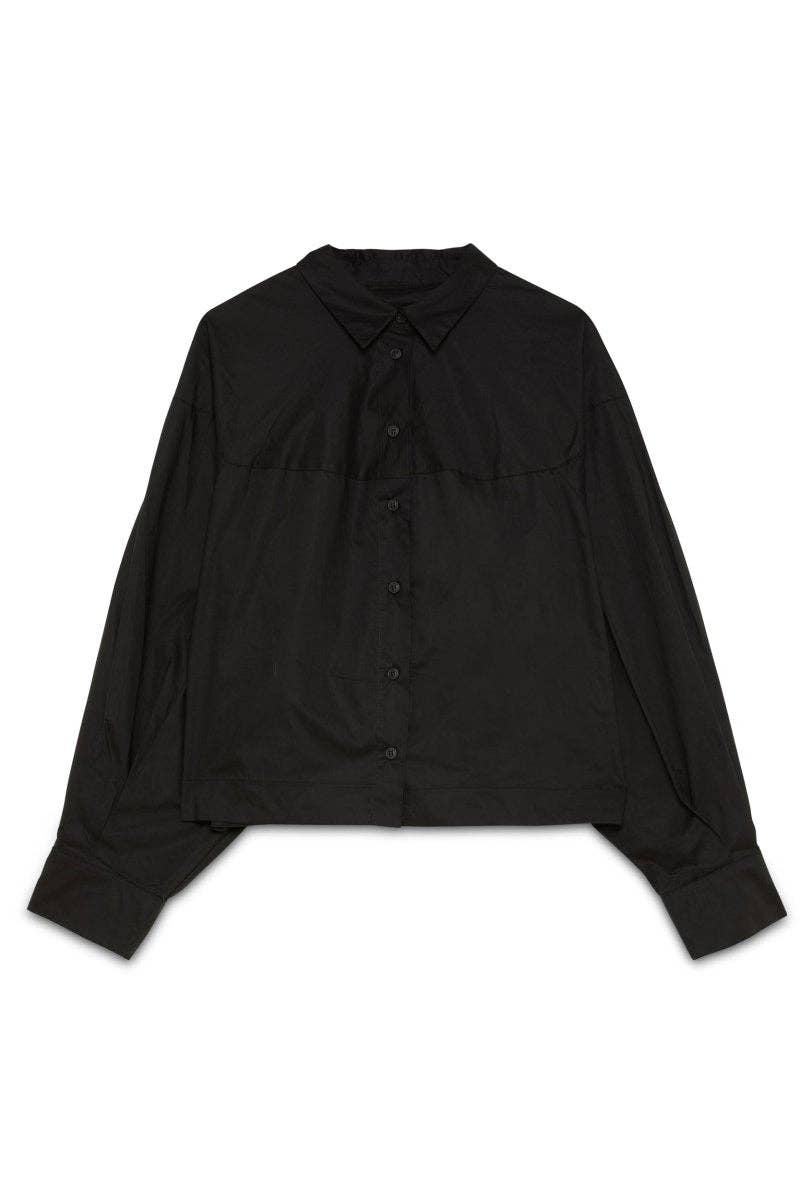Poplin Balloon-Cut Cropped Shirt