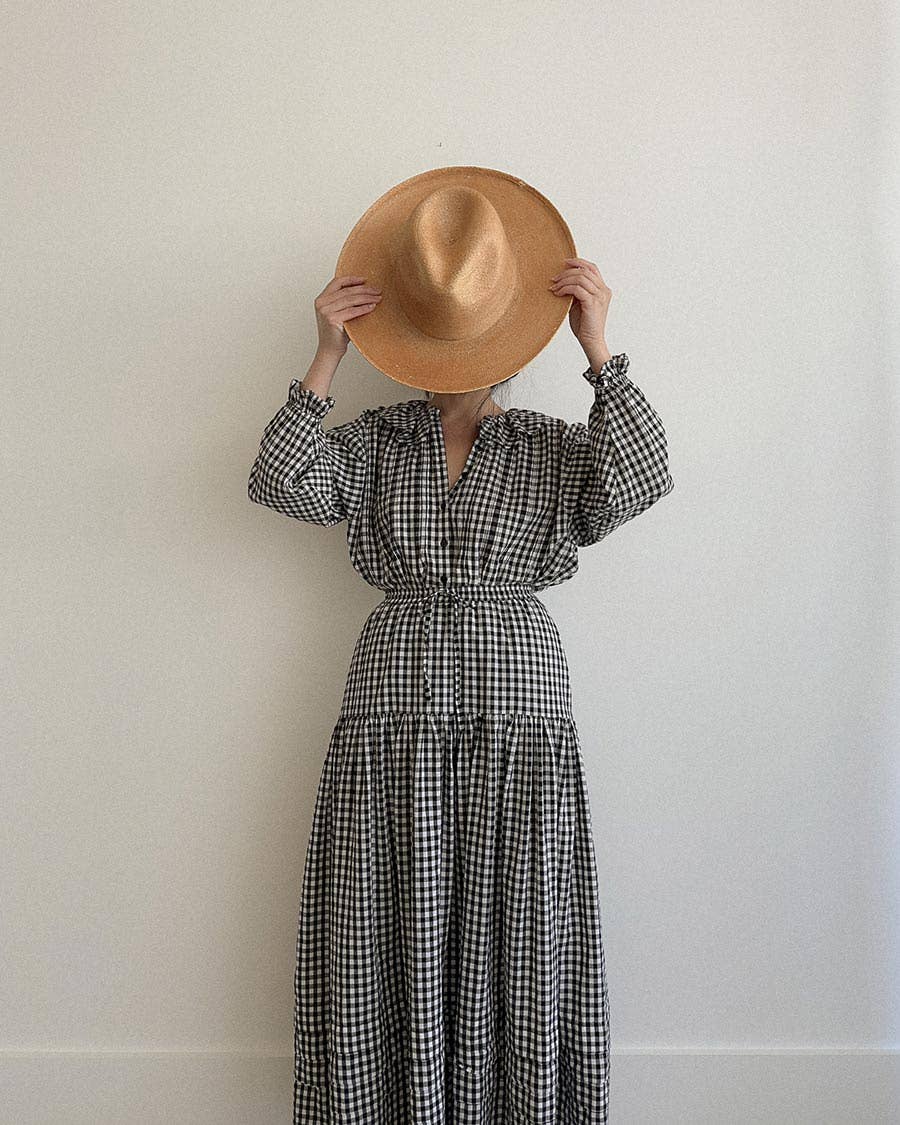Black and White Cotton Gingham Blouse - Nesaea Prairie Noir