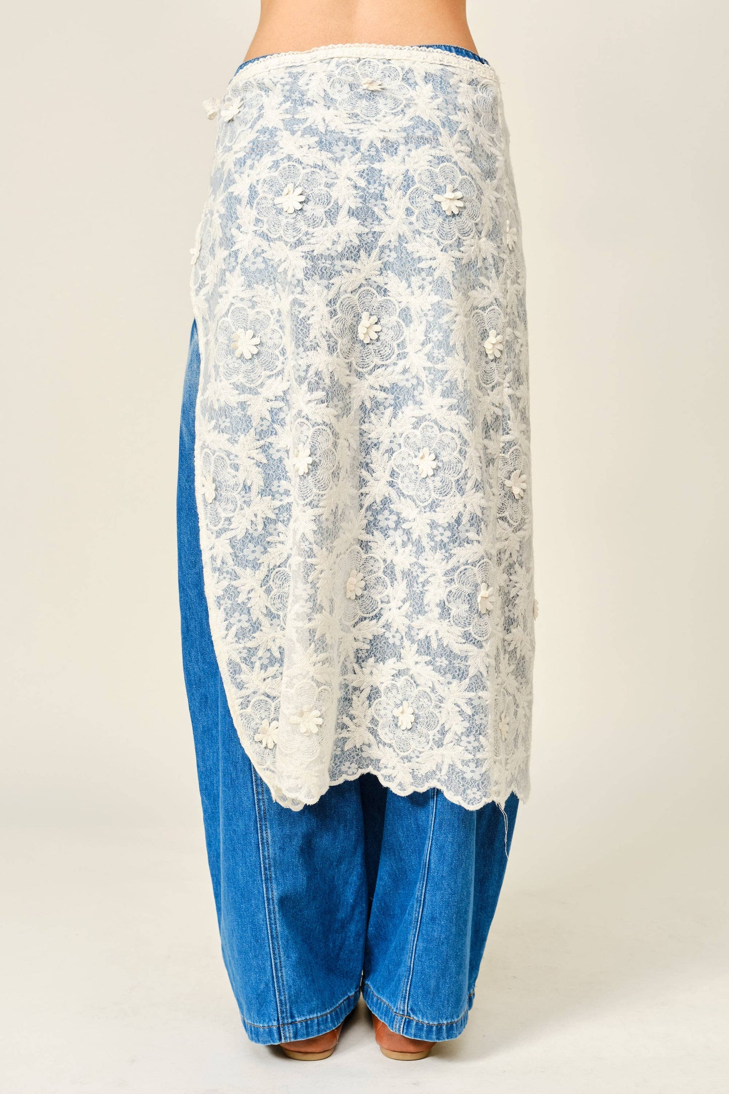 LAYERING LACE TIE-WRAP SKIRT
