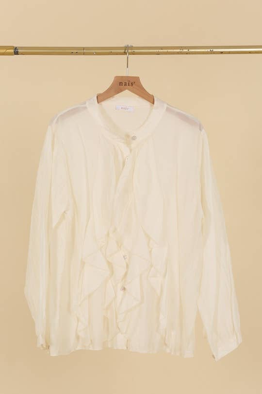 BUTTONED FLUID BLOUSE WITH RUFFLES AT THE BUST