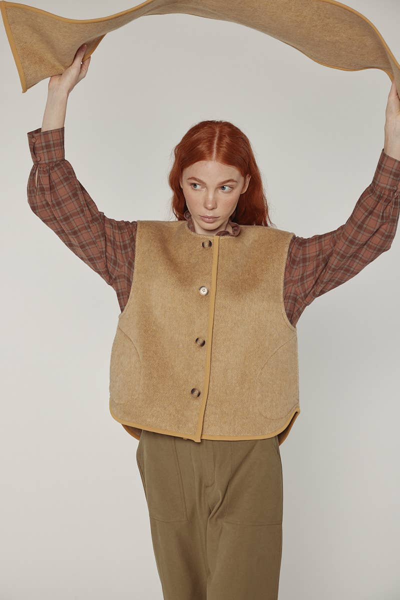 Wool Blend Scarf Vest by Amente
