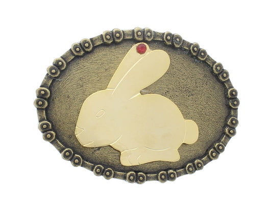 88 x 65mm Oval Brass Rabbit Belt Buckle