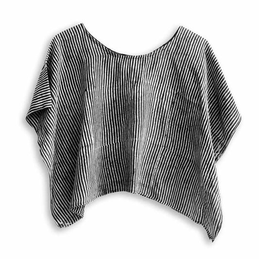 Black & White Women's Crop Top - Stripes Block Print