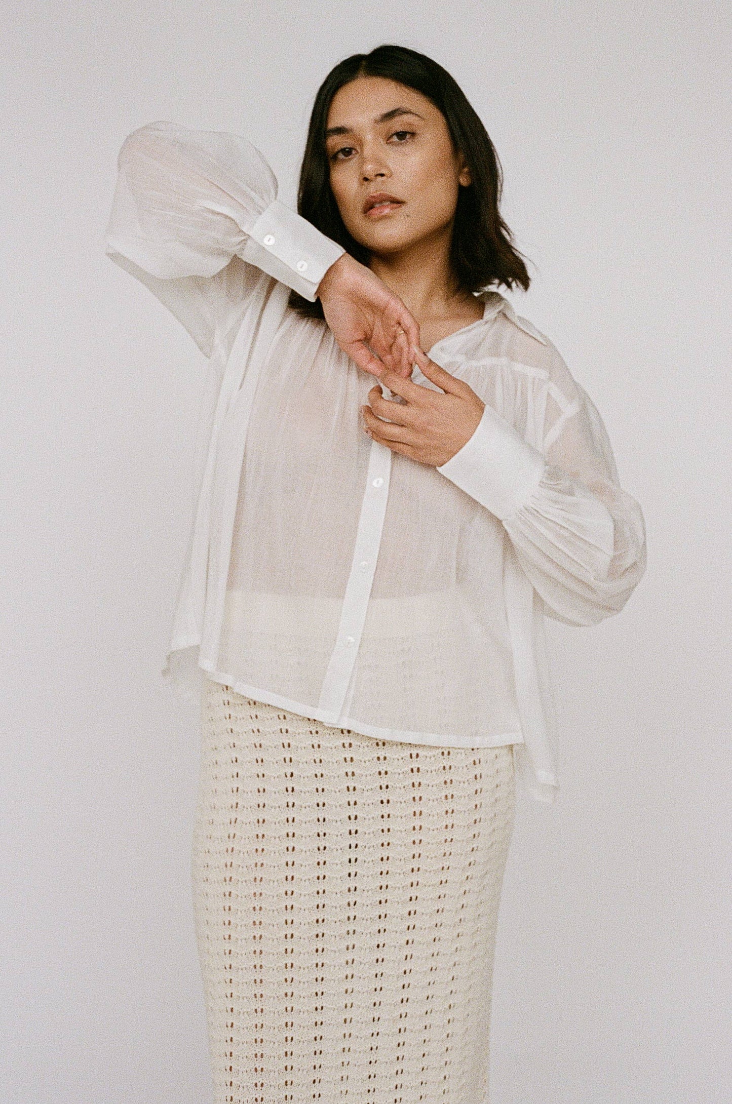 Gathered Top, White