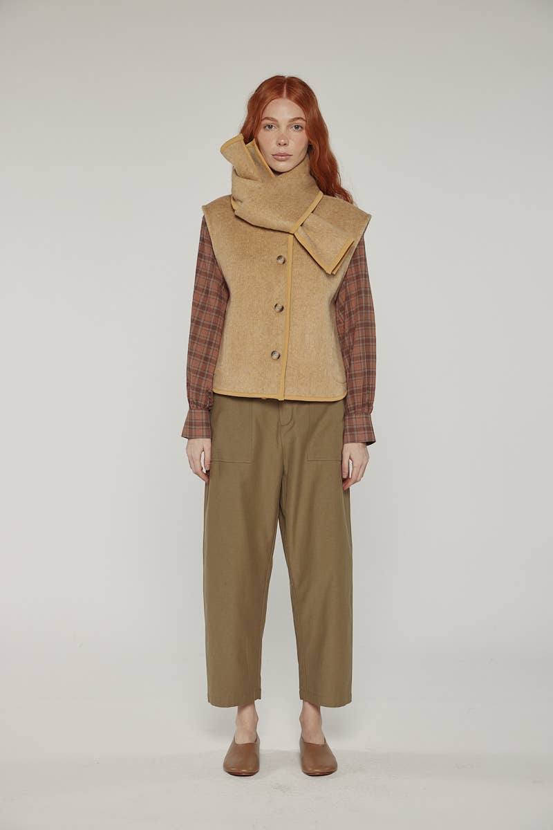 Wool Blend Scarf Vest by Amente