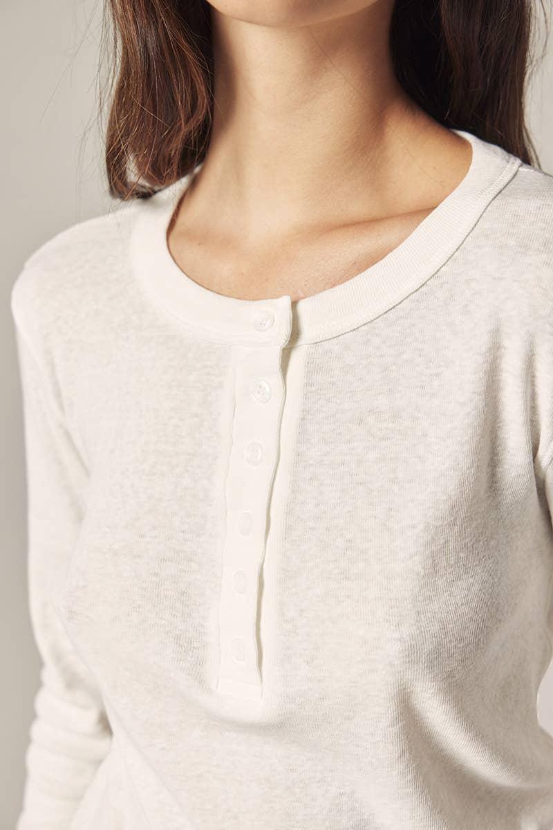 Long sleeve cotton henry top