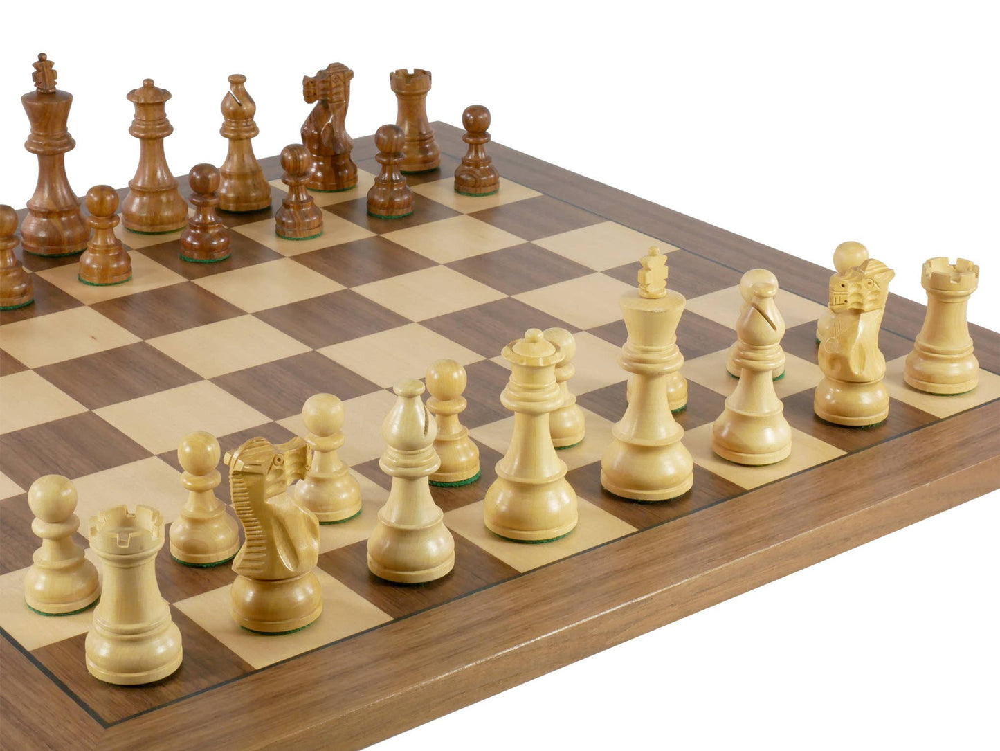 Chess Set - 3.75" Acacia/Boxwood on Walnut/Maple Board