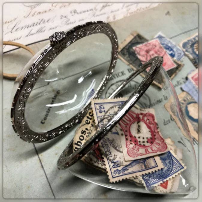 Ephemera Filed Glass Heart with Cord Hanger