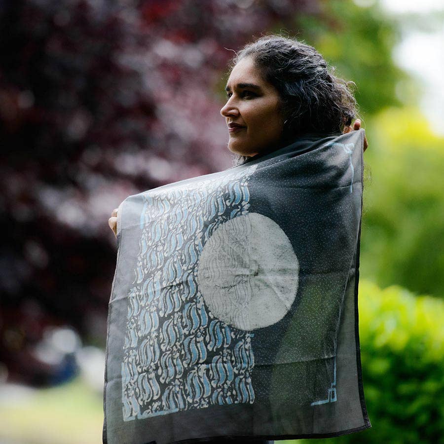 Handmade Bandana  Silky Block Print Square Scarf - Chaand