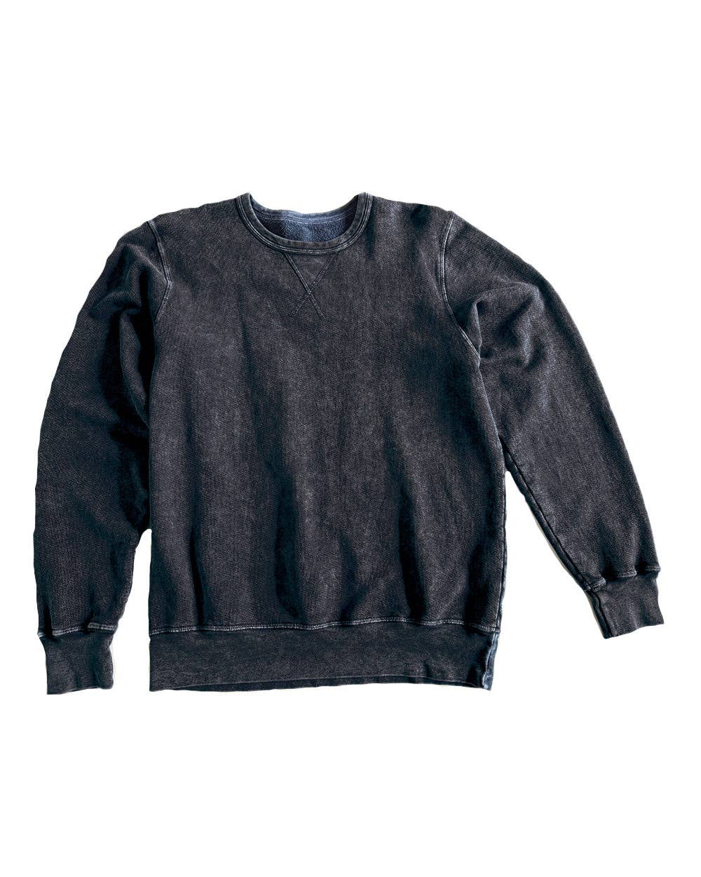Pullover V-notch Crew -Cotton French Terry with Mineral Wash