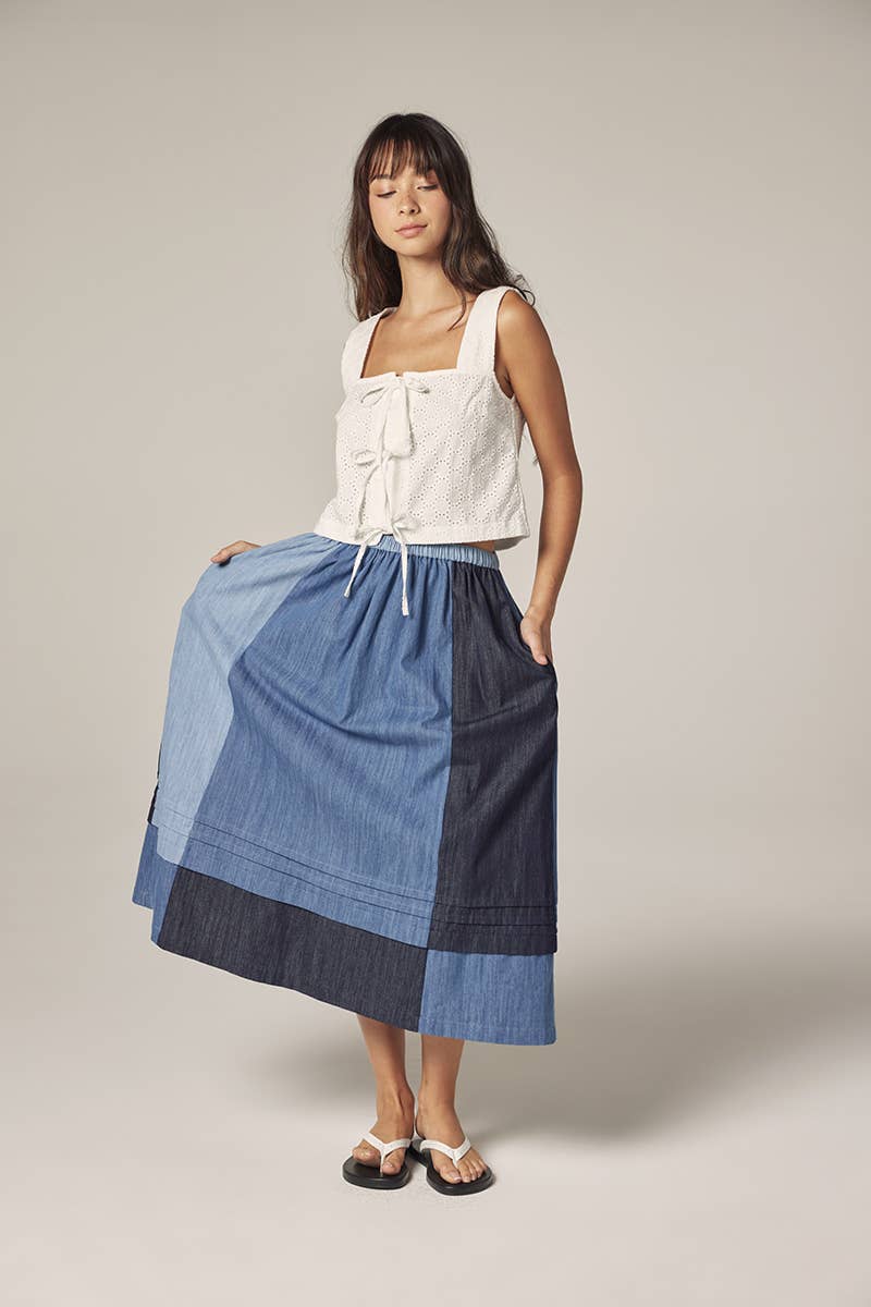 Contrast midi skirt