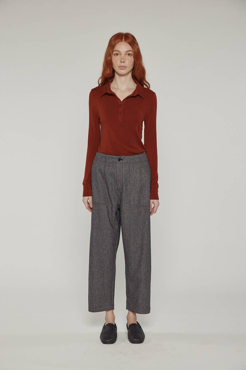 Wool blend herringbone pants