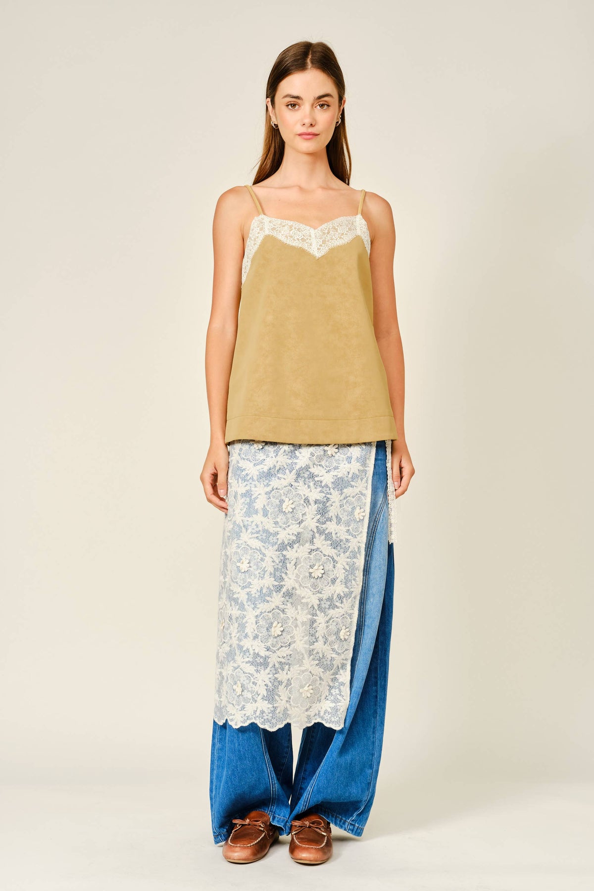 LAYERING LACE TIE-WRAP SKIRT