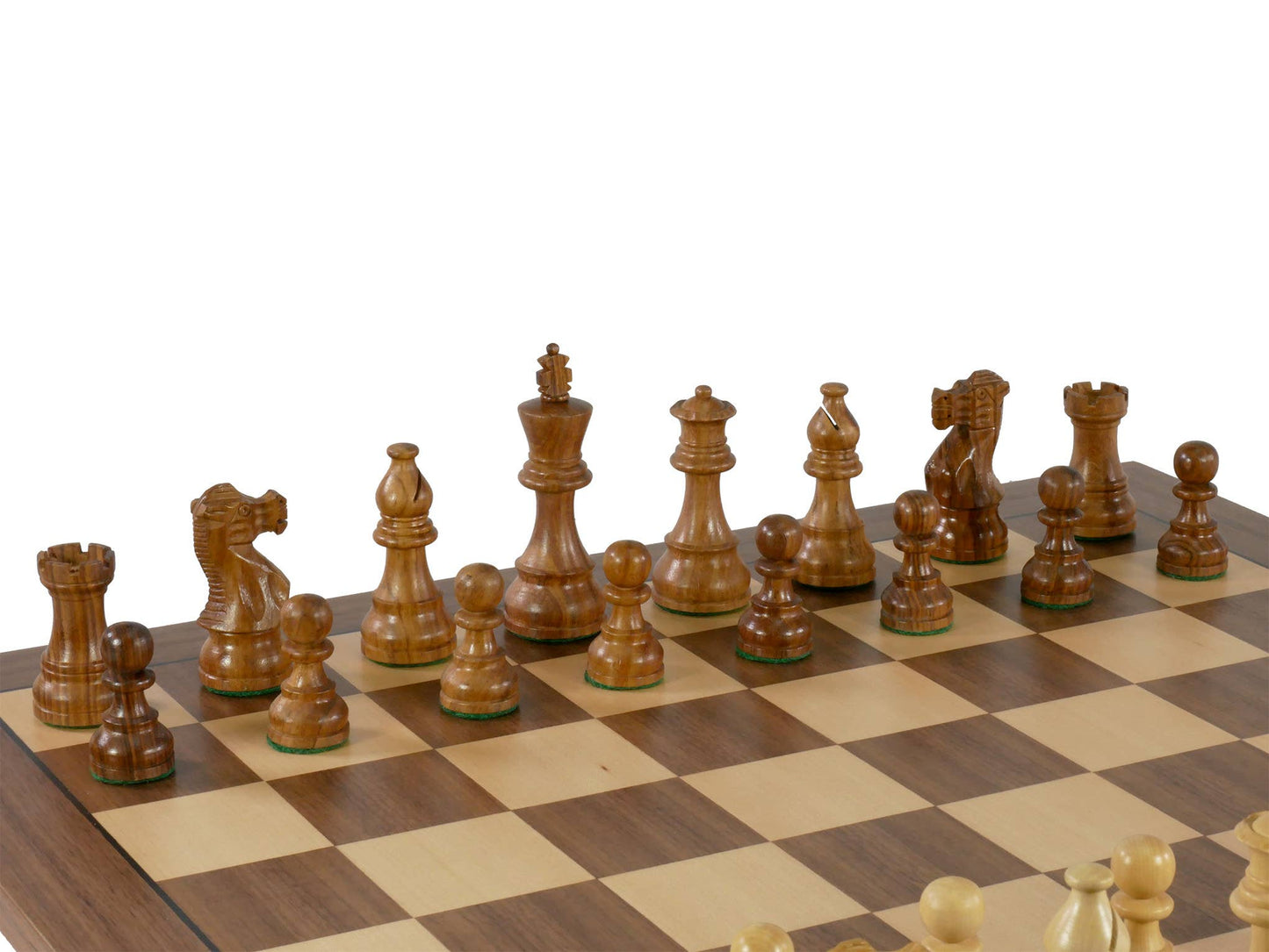 Chess Set - 3.75" Acacia/Boxwood on Walnut/Maple Board