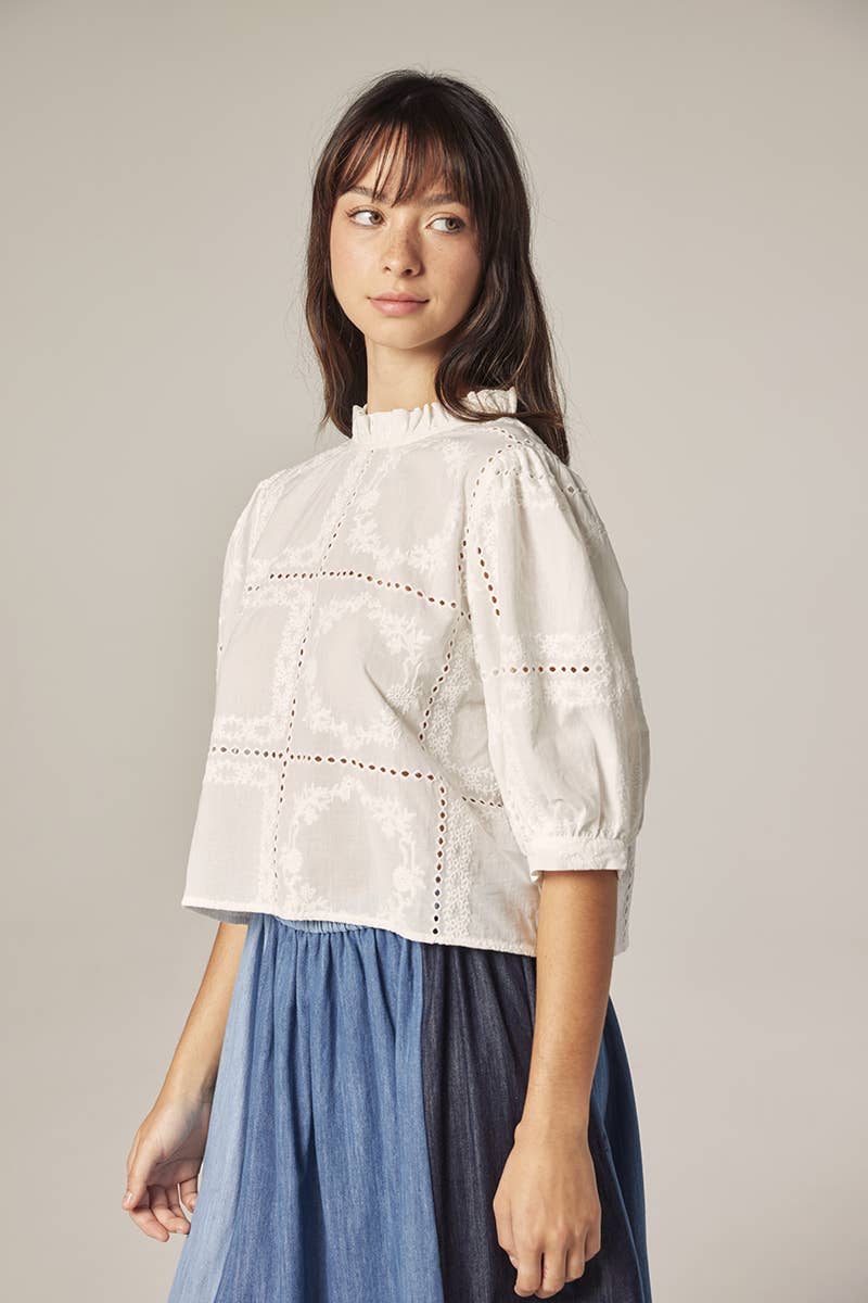 Puff sleeve tie back top