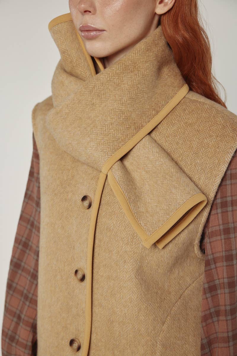 Wool Blend Scarf Vest by Amente