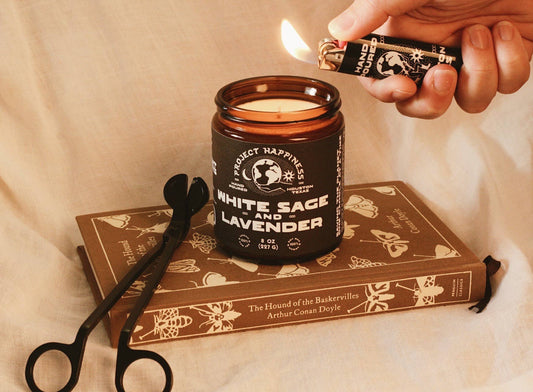 White Sage and Lavender Soy Candle by Project Happiness Candle Co.