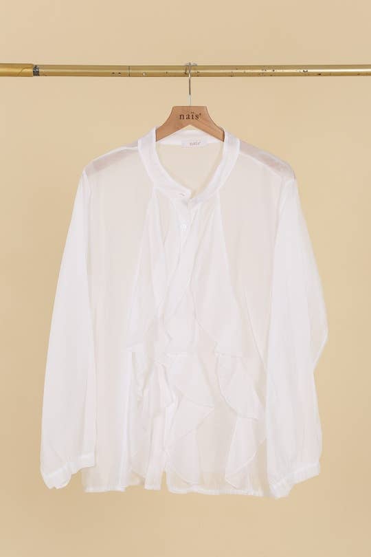 BUTTONED FLUID BLOUSE WITH RUFFLES AT THE BUST