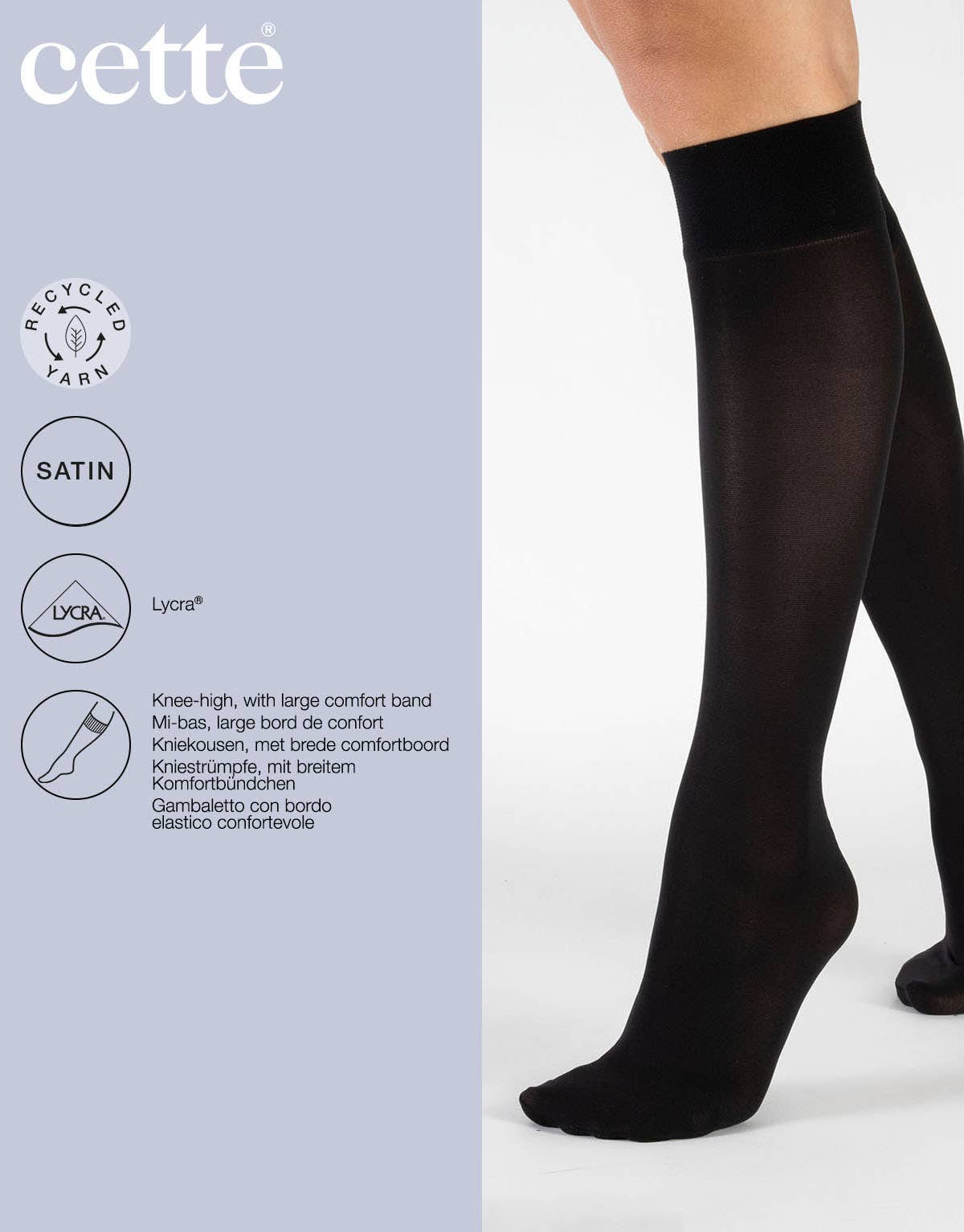PACK 2 PAIRS Opaque Knee High Socks, Recycled Yarn, Eco