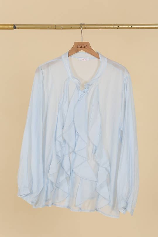 BUTTONED FLUID BLOUSE WITH RUFFLES AT THE BUST
