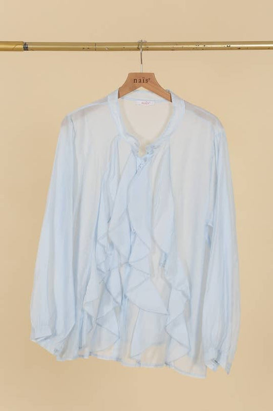 BUTTONED FLUID BLOUSE WITH RUFFLES AT THE BUST