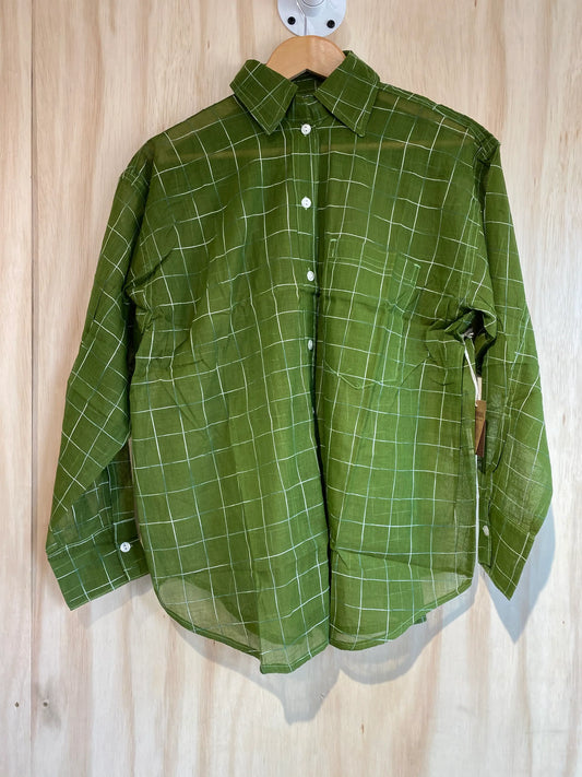 Kelsey Woven Check Button Down Top