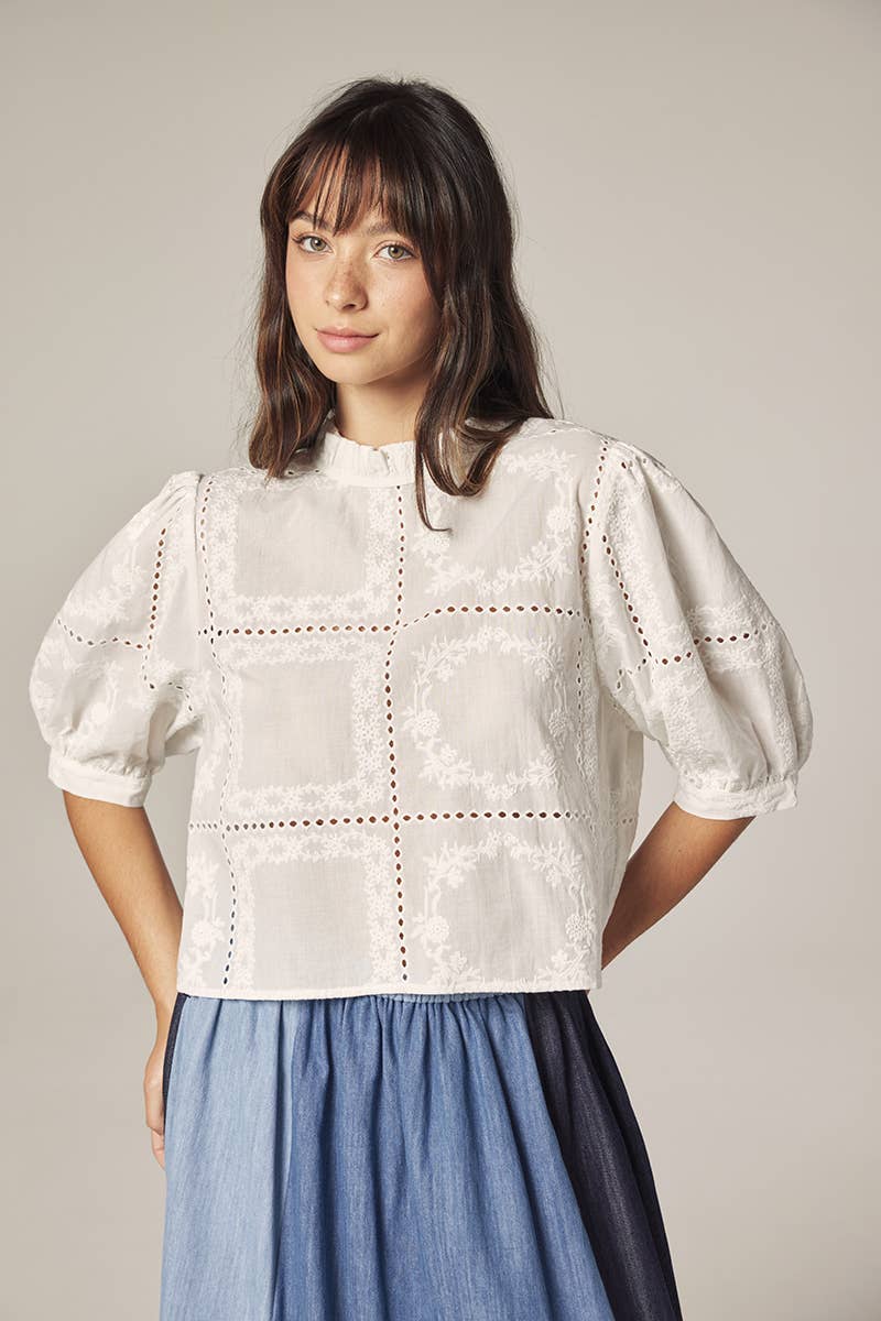 Puff sleeve tie back top