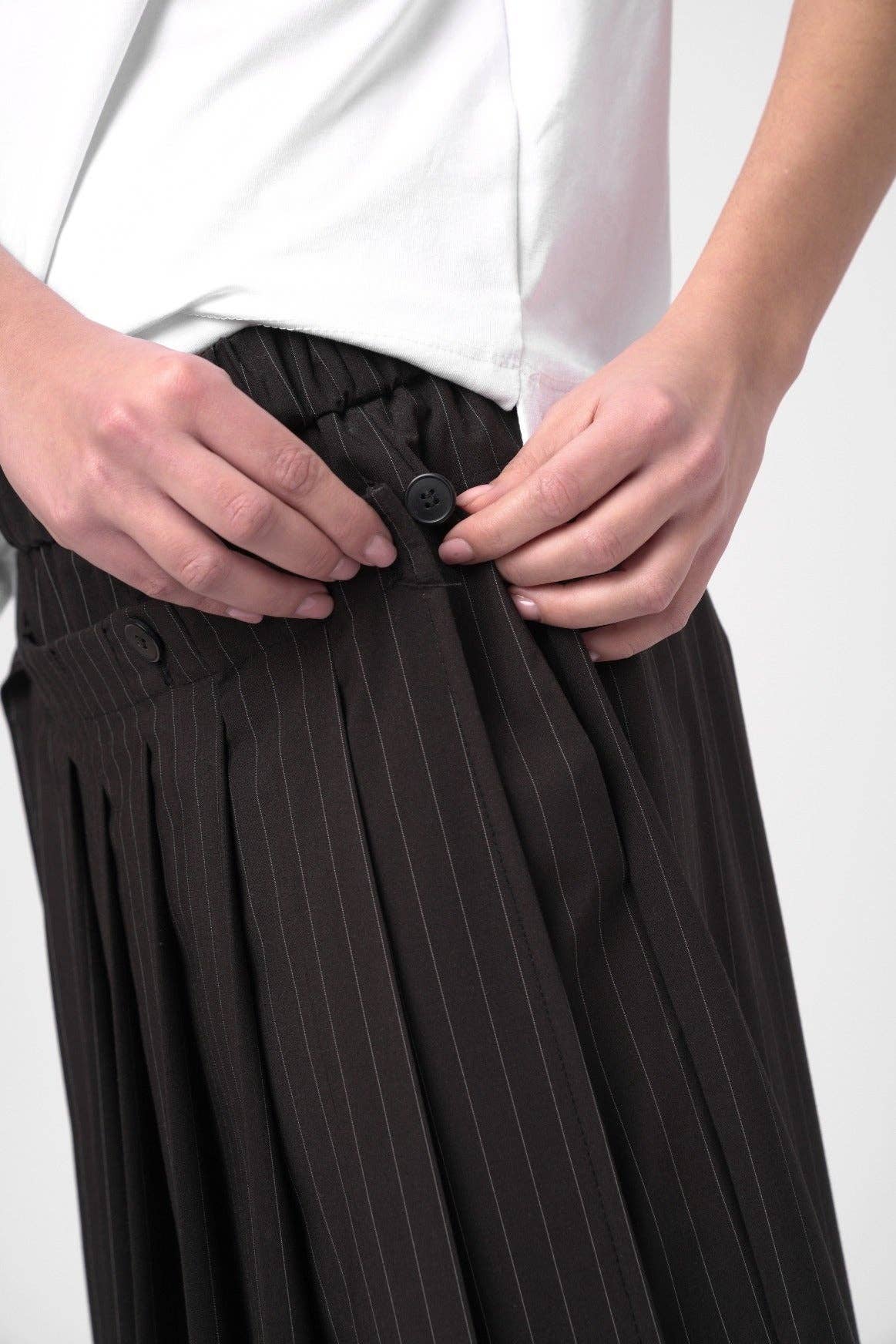 Striped Pleated Skirt Pant