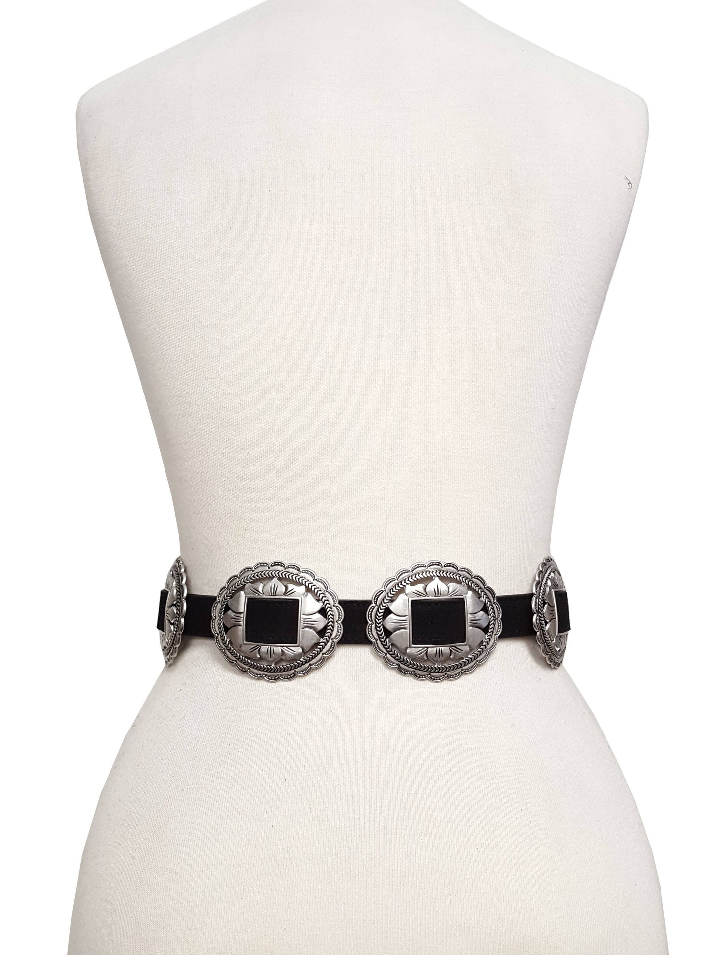 Fully Packed Floral buckle/ Concho Belt in Suede Leather