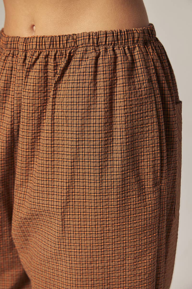 Plaid Drawstring Pants