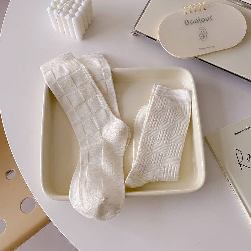 Vertical Stripe Crew Socks Women Cotton Stackable M5A307