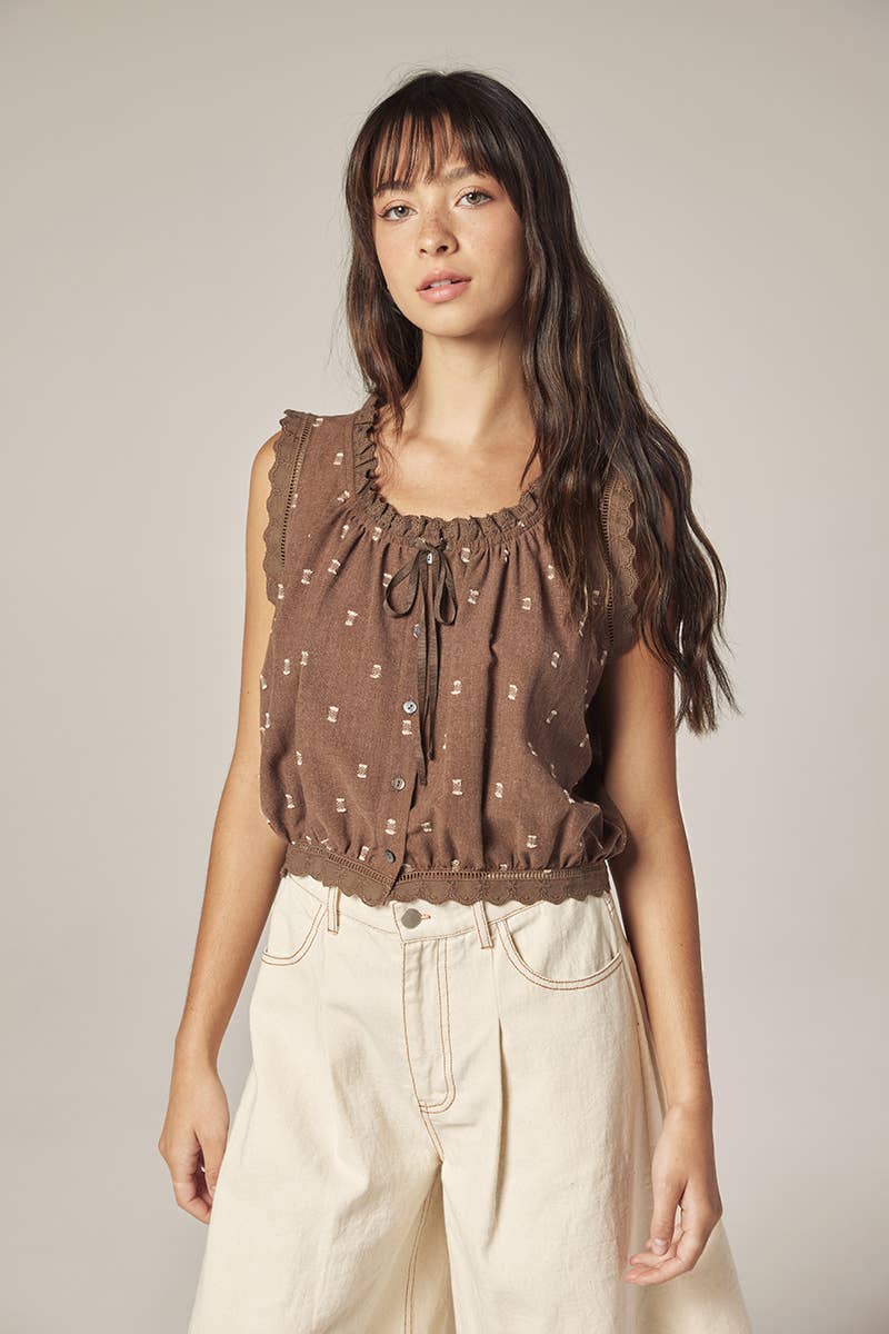 Button down short blouse
