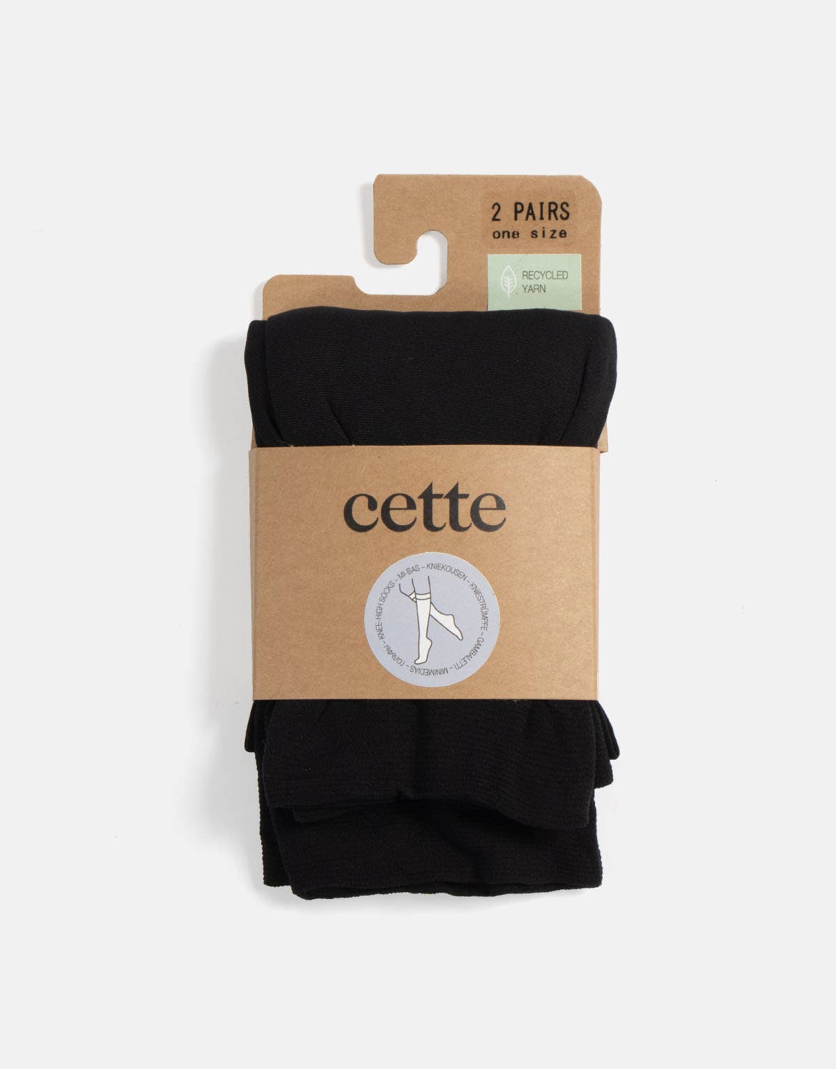 PACK 2 PAIRS Opaque Knee High Socks, Recycled Yarn, Eco