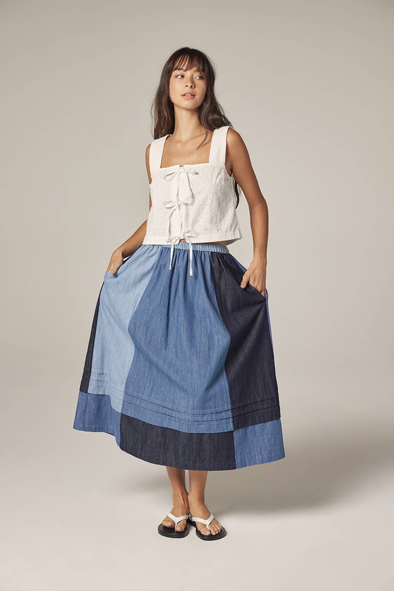 Contrast midi skirt
