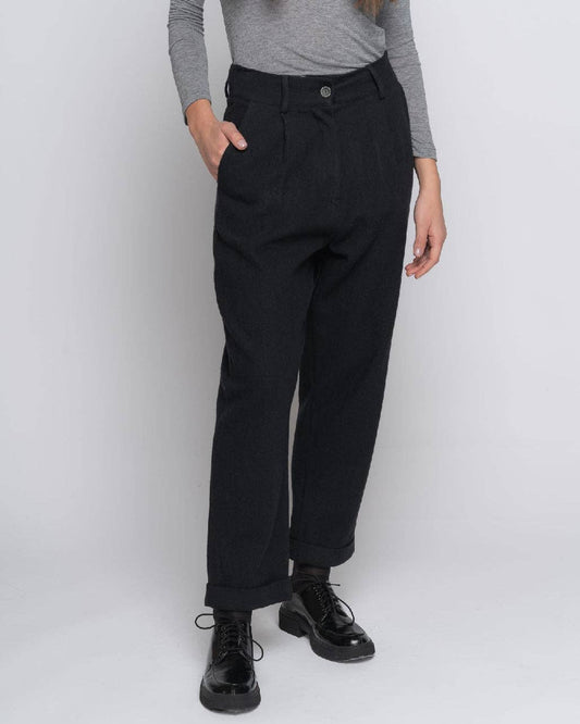 Pleated Cuffed Classic Herringbone Pant